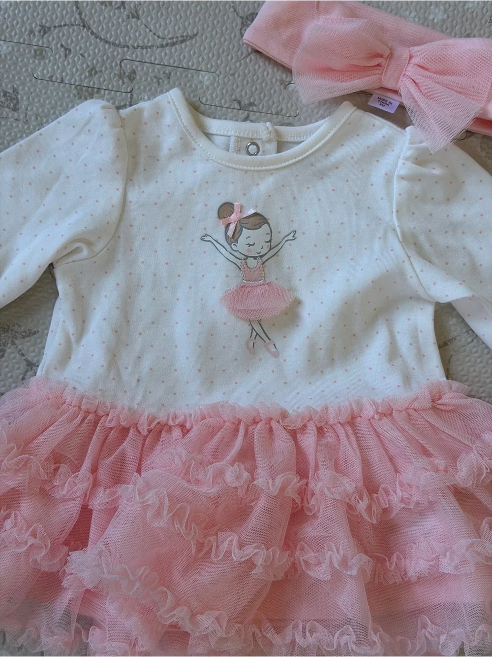 NWT Little Me ballerina matching set with bow - 6 months